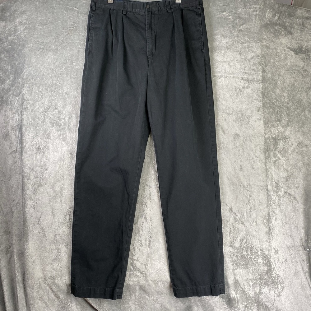 Vtg Polo Ralph Lauren Andrew Pants 40x36 (fit 37x34.5) Black Tall Pleated Chino
